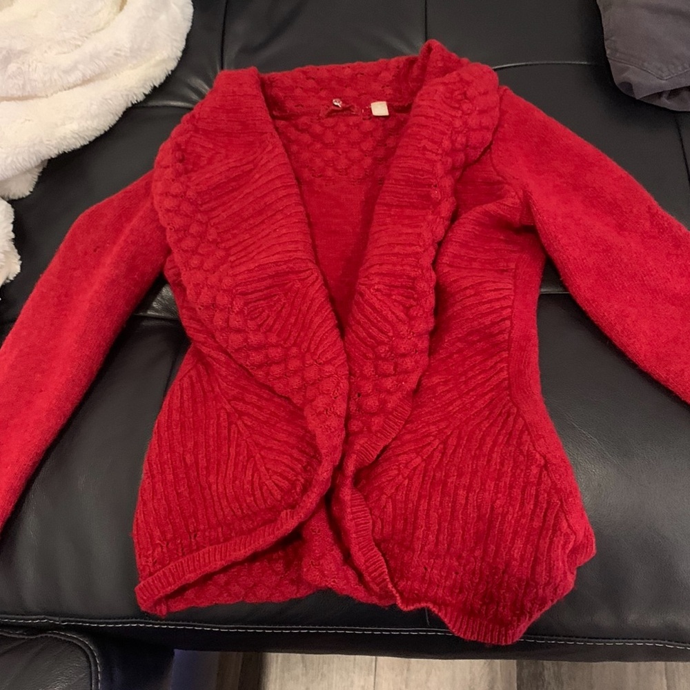 Anthroplogie Red Sweater by Knitted & Knotted